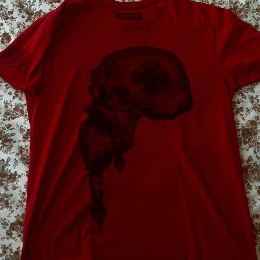 Red Graphic T-Shirt with Skull Design